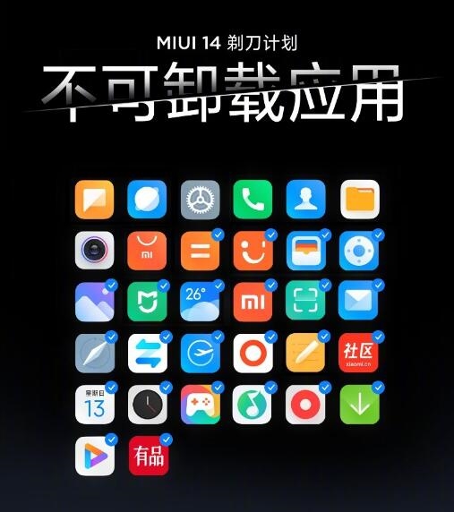 自砍三刀！MIUI 14展开“剃刀计划”：不可卸载应用仅8个