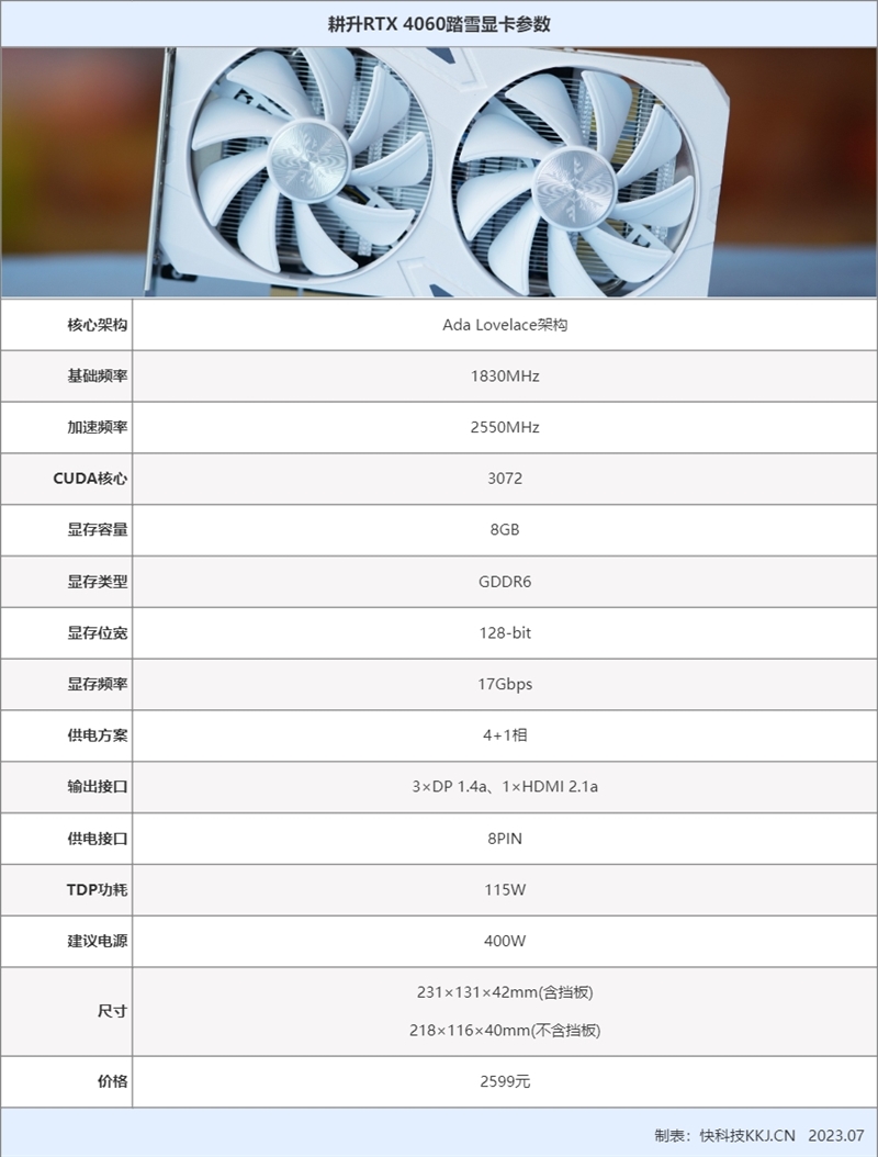 好身材、高性能我都要！耕升RTX 4060踏雪显卡评测：双风扇稳压65℃