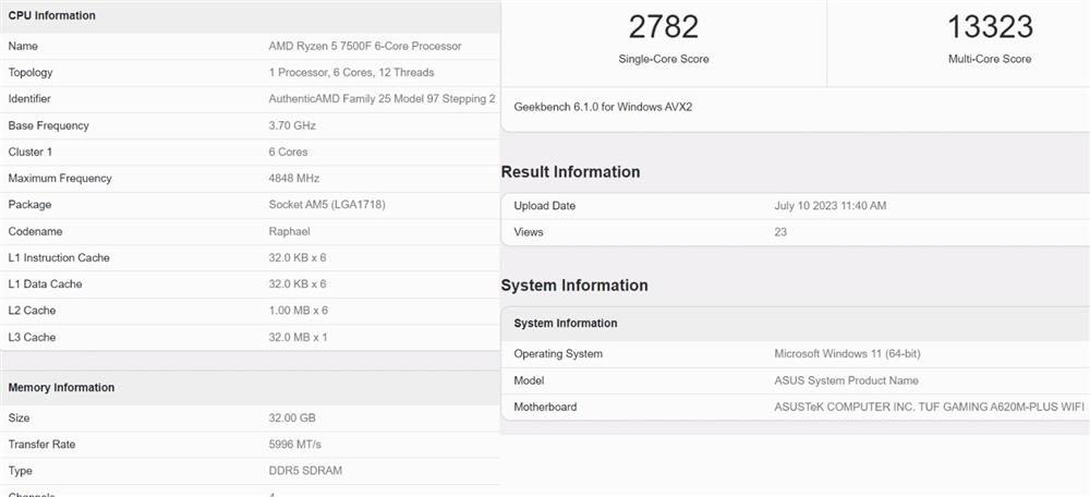 AMD即将推出新款锐龙5 7500F 无核显功能