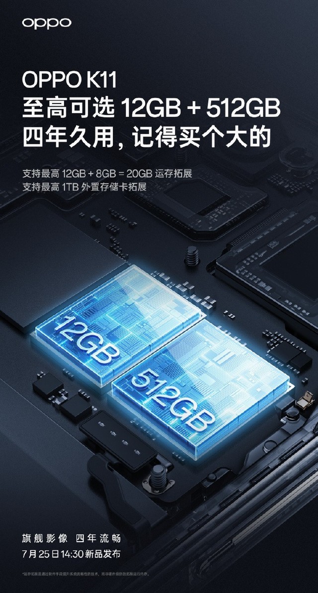 OPPO K11预热：宣称“至少流畅使用四年”，支持最高1TB外置存储卡拓展