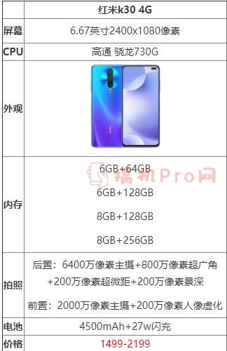 k30红米参数4G-k30红米4G版手机性能介绍