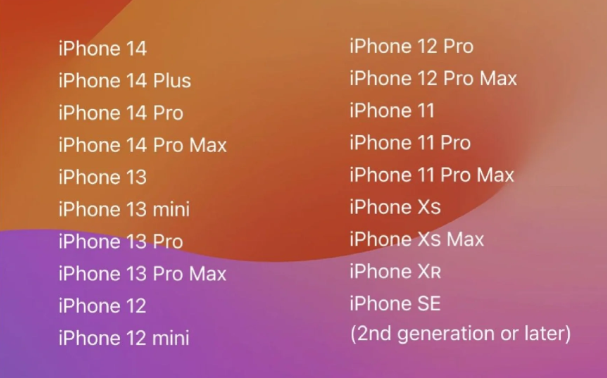 《ios17》支持哪几款机型