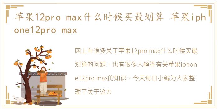 苹果12pro  max什么时候买最划算 苹果iphone12pro  max