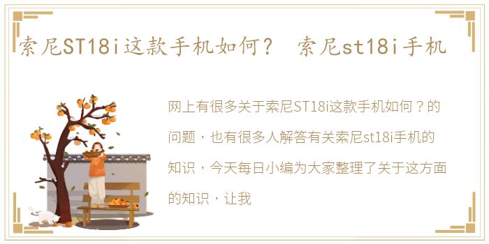 索尼ST18i这款手机如何？ 索尼st18i手机