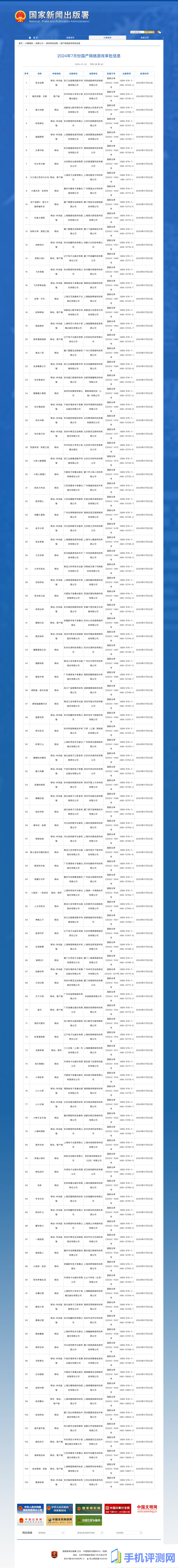 国新署公布7月国产网游审批信息，共105款游戏获批